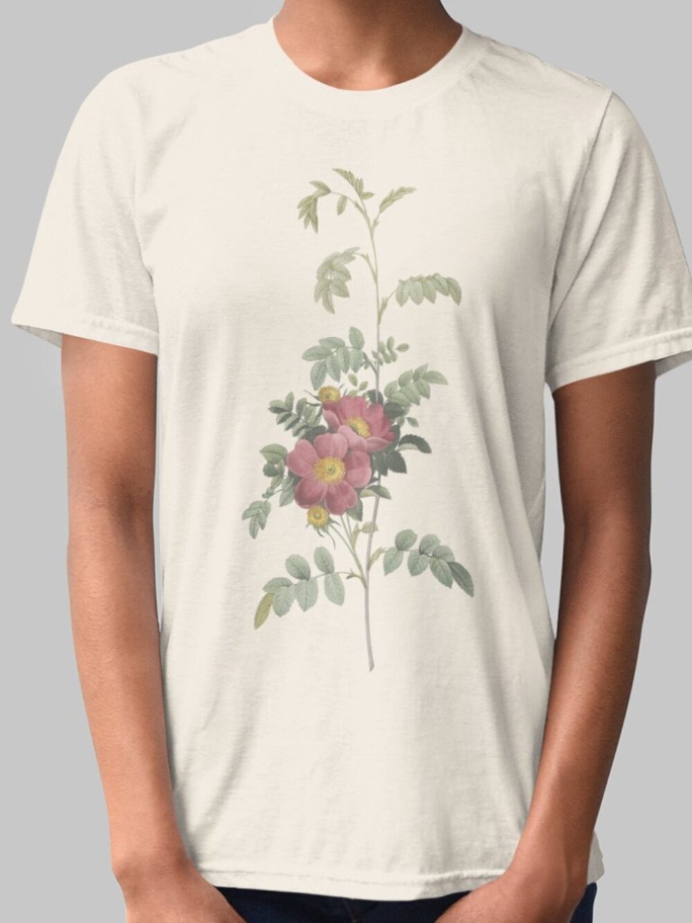 Rose Vintage Floral Print Short Sleeve Graphic Tee T-shirt S-XXL